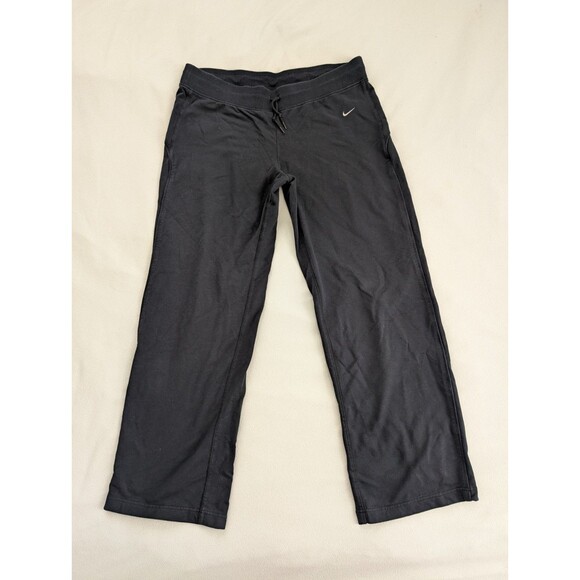 Vtg Nike Athletic Dept Women's Large Black Wide Leg Joggers Sweats SweatPants - Picture 1 of 8